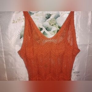 ($3Bundled) Orange Open Knit Dress
